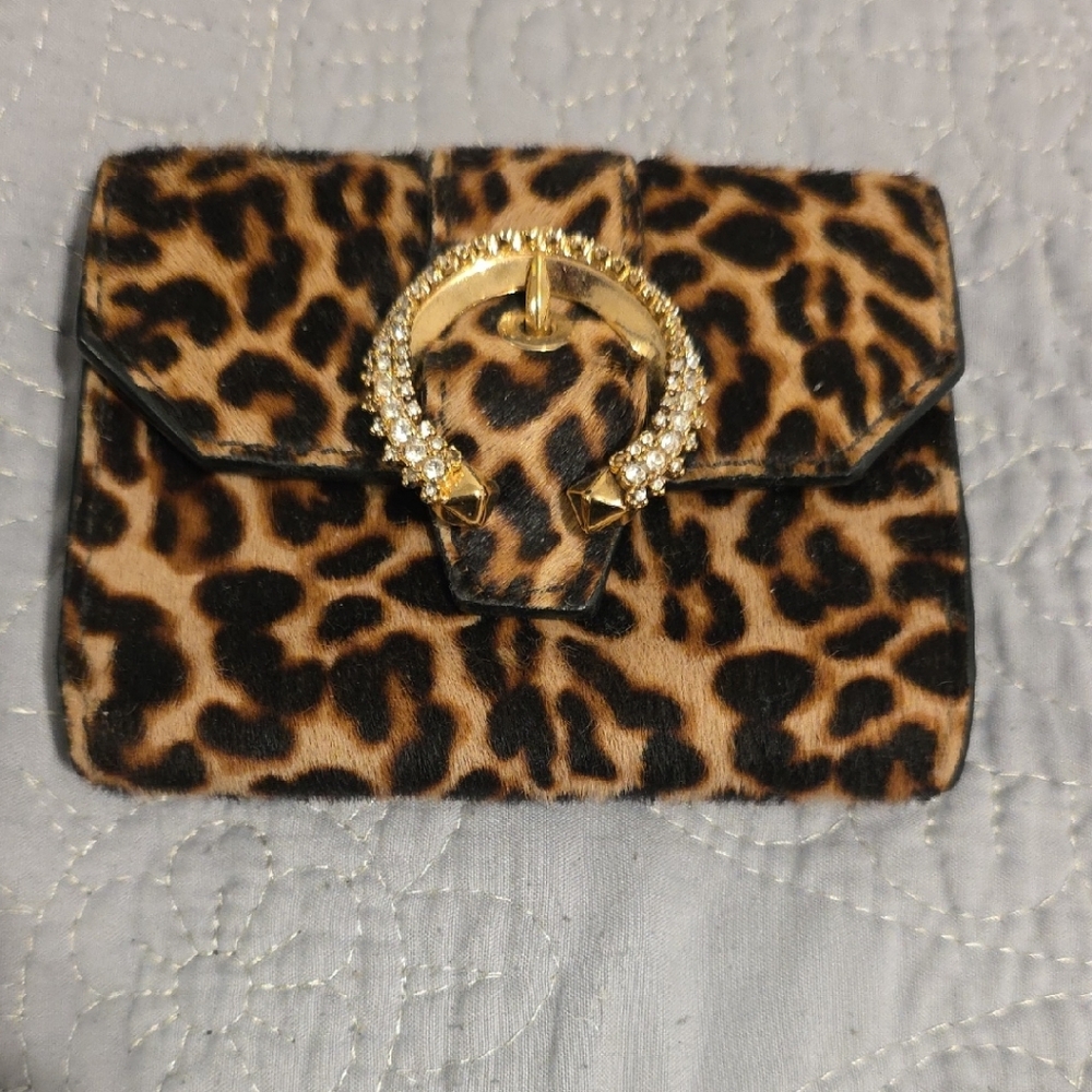 Jimmy Choo Leopard Print Clutch with Crystal Embellishment